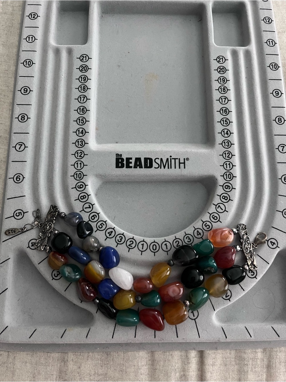 Silpada Multicolor Polished Agate Stone snd Sterling Silver Bracelet.